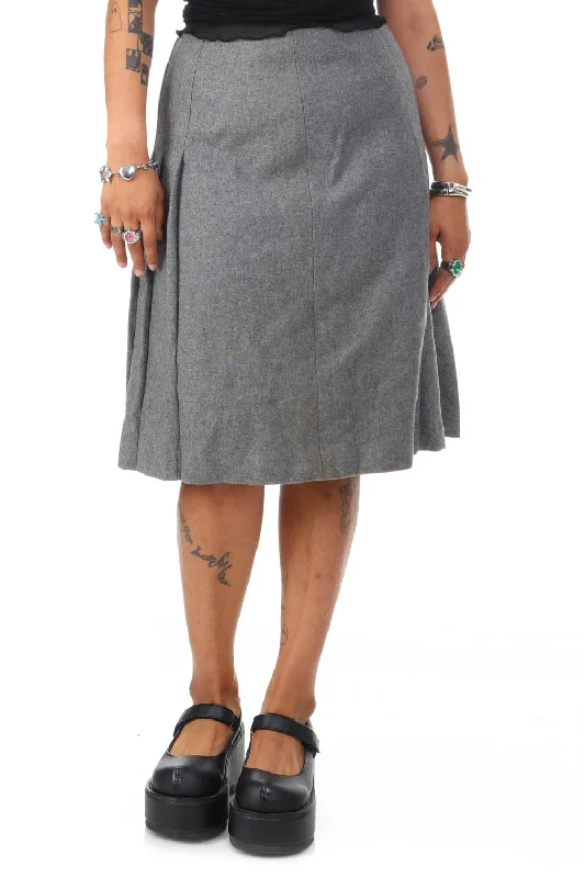 Vintage 90's Grey Wool Pleated Skirt - M/L