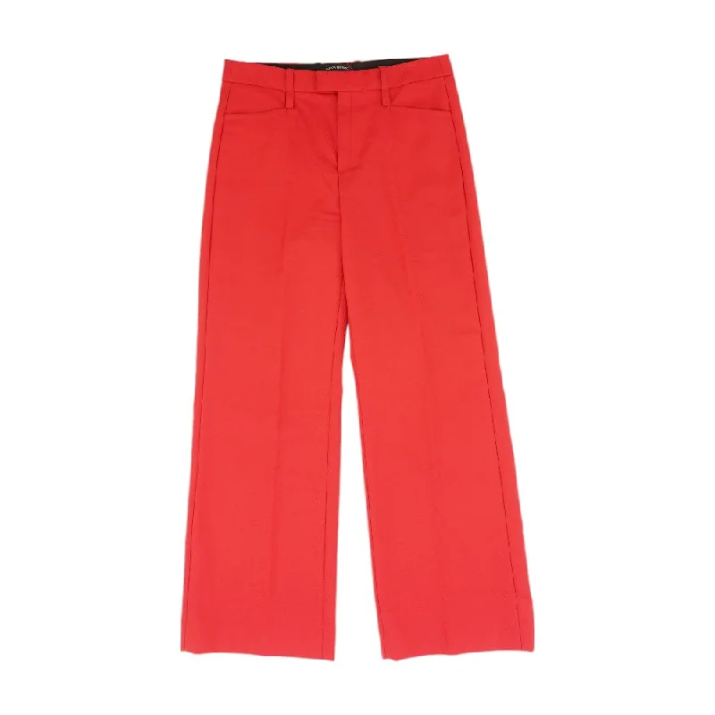 Red Solid Dress Pants