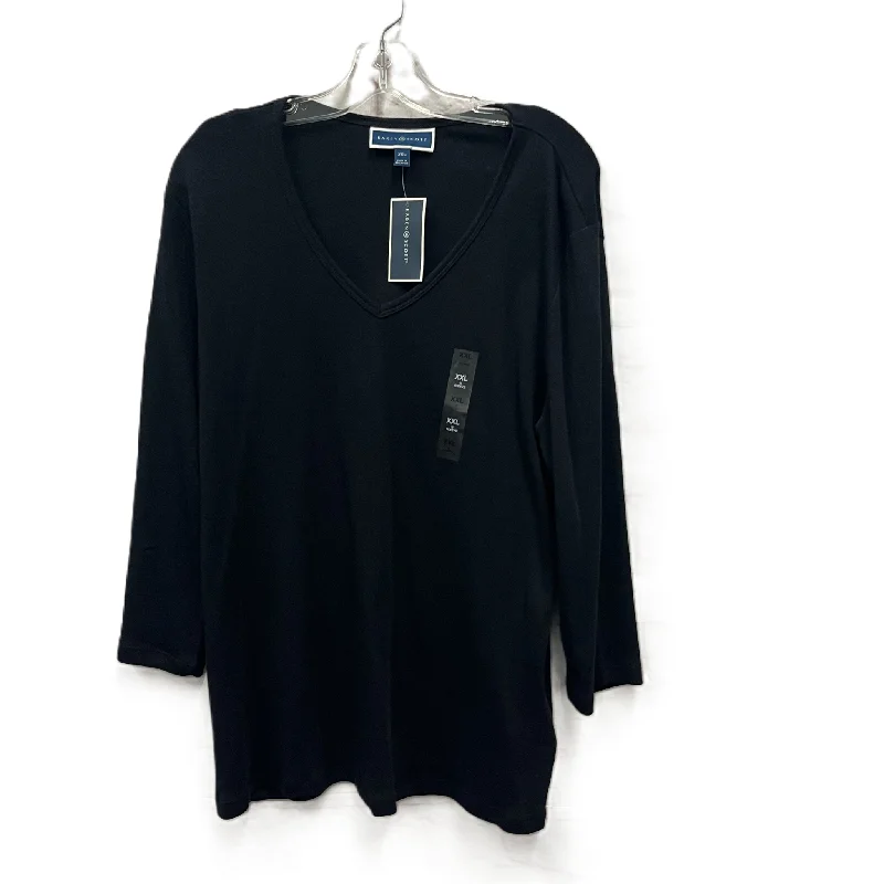 Top Long Sleeve By Karen Scott In Black, Size: 1x